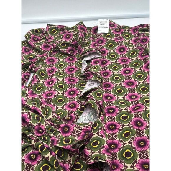 INC International Concepts Printed Ruffled Top, Bev Floral, Sz. S - Picture 6 of 12